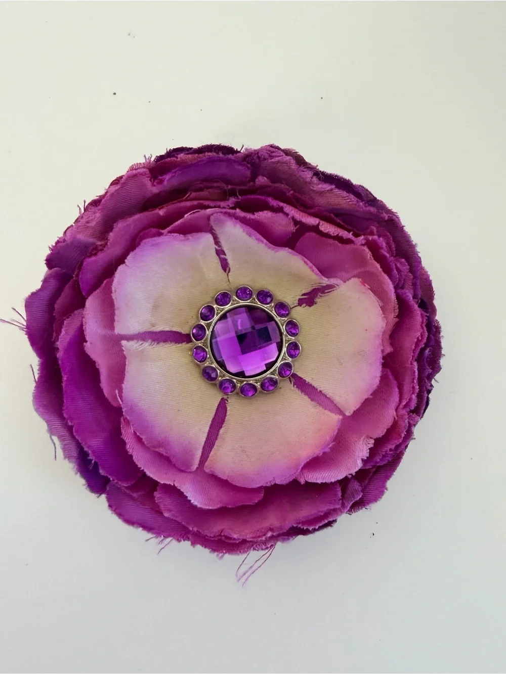 Purple Flower Hair Clip Rhinestone Center Large Floral Hair Accessory Boutique
